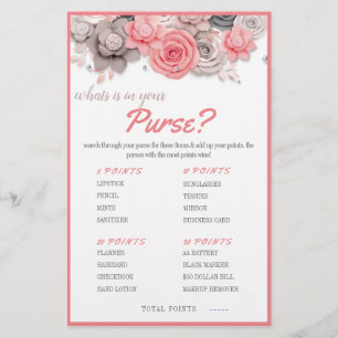Flyer ¿Qué hay en tu bolso? Tarjeta de juego