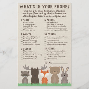 Flyer Qué hay en tu juego de teléfonos para Woodland Bab