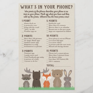 Flyer Qué hay en tu juego de teléfonos para Woodland Bab