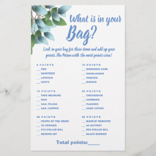 Flyer ¿Qué hay en tu tarjeta de juego de ducha de bolsa 
