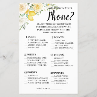 Flyer Qué hay en tu tarjeta de juego de ducha de Rosas y