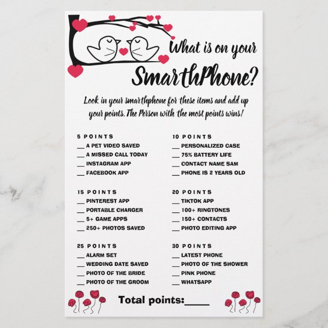 Flyer ¿Qué hay en tu tarjeta de juego de ducha de teléfo (Frente)