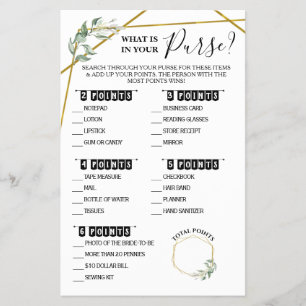Flyer ¿Qué hay en tu tarjeta de juego Purse Greenery Sho