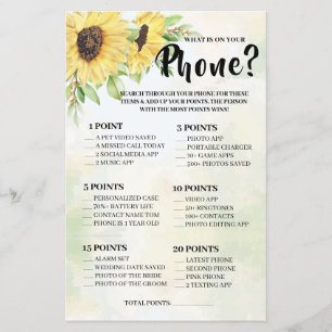 Flyer Qué hay en tu tarjeta de juego Sunflowers Shower