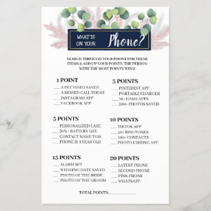 Flyer ¿Qué hay en tu tarjeta de juegos de ducha de teléf