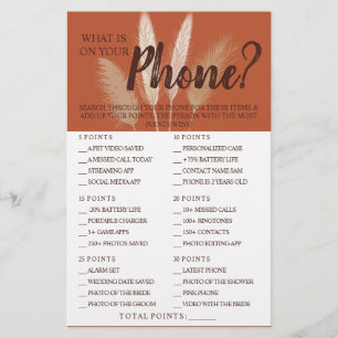 Flyer ¿Qué hay en tu teléfono? Tarjeta del juego Pampas 