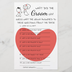 Flyer ¿Qué hizo el Groom Say Bridal Shower Game Card?