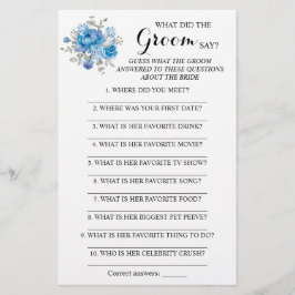 Flyer ¿Qué hizo el Groom Say Bridal Shower Game Card?