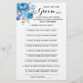 Flyer ¿Qué hizo el Groom Say Bridal Shower Game Card?