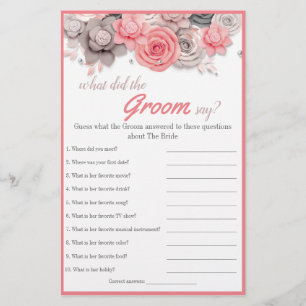 Flyer ¿Qué hizo el Groom Say Bridal Shower Game Card?