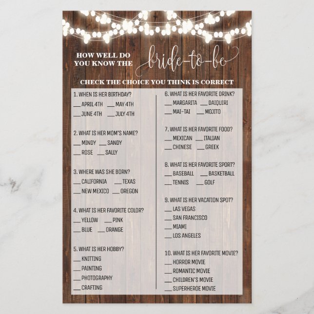 Flyer ¿Qué tan bien conoces el juego de la ducha de novi (Frente)