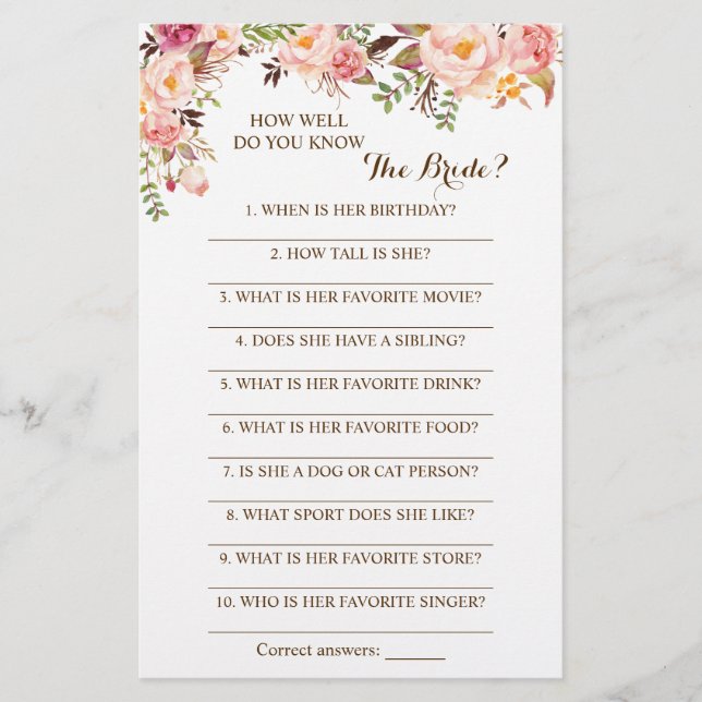 Flyer ¿Qué tan bien conoces la tarjeta de juego rosa de  (Frente)