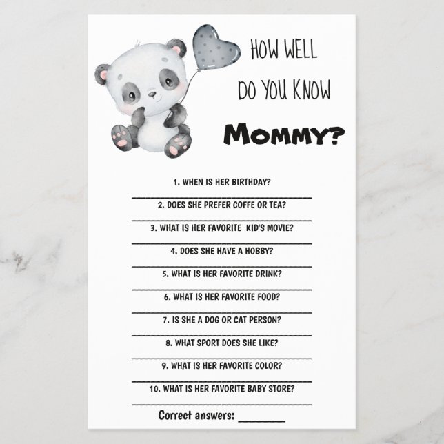 Flyer ¿Qué tan bien conoces la tarjeta de juegos Baby Sh (Frente)