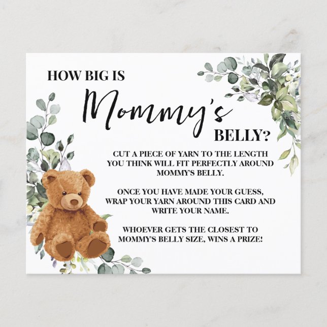 Flyer ¿Qué tan grande es la tarjeta de juego Baby Shower (Frente)