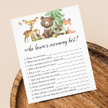 Flyer Quién conoce a mamá mejor juego animales Baby Show<br><div class="desc">¿Quién conoce mejor a mamá? El juego presenta el ilustracion de animales del bosque.</div>
