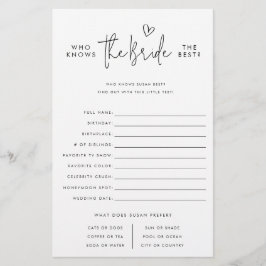 Flyer Quien Conoce La Novia, Minimalista Tarjeta De Jueg