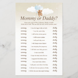 Flyer Quién dijo que el juego de Baby Shower Blue Teddy 