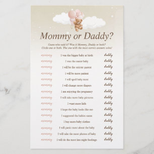 Flyer ¿Quién lo dijo? Juego de Baby Shower del Osito de 