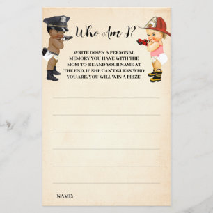 Flyer ¿Quién soy yo Tarjeta de juego de baby shower Litt