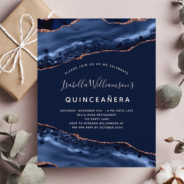Flyer Quinceanera agate invitación al presupuesto de oro (Subido por el creador)