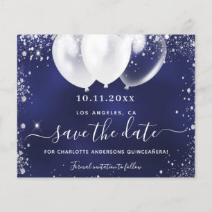 Flyer Quinceanera azul marino presupuesto blanco fecha d