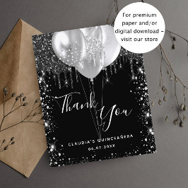 Flyer Quinceanera black silver glitter thank you budget