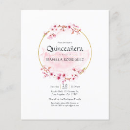 Flyer Quinceañera de cerezo de primavera rosada geométri