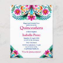 Quinceañera Floral Cumpleaños Fiesta Mexicana Blan