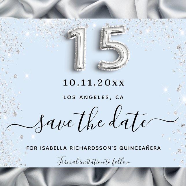Flyer Quinceanera presupuesto de plata azul bebé ahorra  (Subido por el creador)