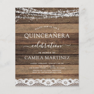 Flyer Quinceañera Rústica con Encaje Presupuesto