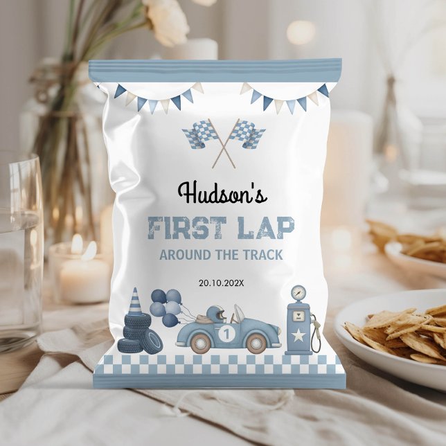 Flyer Race Car Blue Boy Birthday Chip Bag Wrapper (Subido por el creador)