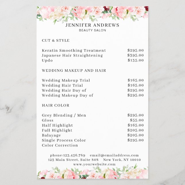 Flyer Ramo floral moderno (Atrás)