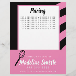 Flyer Rayas de panadería Batidor de pastel casero Rosa N