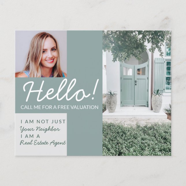 Flyer Real Estate Agent neighbor HELLO calling CARD  (Frente)