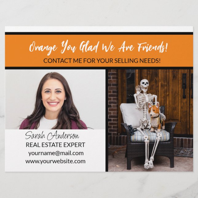 Flyer Real Estate Agent otoño halloween naranja se alegr (Frente)