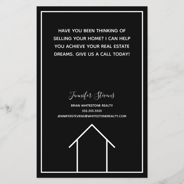 Flyer Real Estate Company Personalizado Black Realtor Ma (Frente)