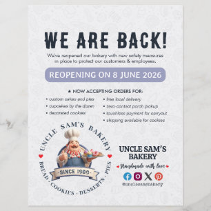 Flyer Reapertura de la Pastelería de la Panadería Chef P