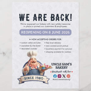 Flyer Reapertura de la Pastelería de la Panadería Chef P