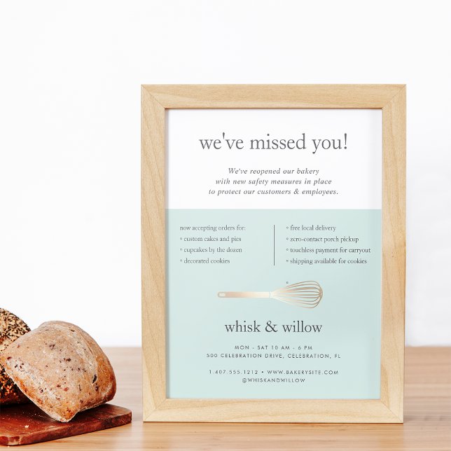 Flyer Reapertura de negocio de panaderías Mint & Gold Wh (Subido por el creador)