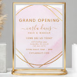 Flyer Reapertura del Salón Círculo de Oro de color Rosa<br><div class="desc">Volante de reapertura del Salón Círculo de Oro de color Rosa Rubor. Elegante color de agua rosa rosa rosa dorado círculo geométrico estilo caligrafía con letras a mano estilo caligrafía guión profesional marca profesional. Perfecto para maquilladores,  peluqueros,  cosmetólogos y más!</div>