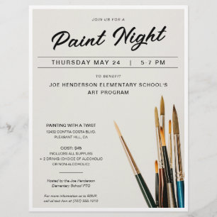 Flyer Recaudación de fondos de Paint Night