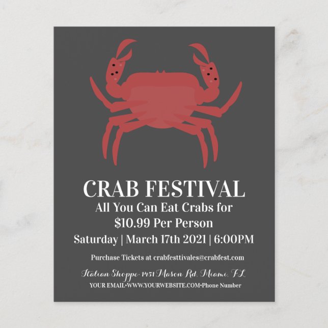 Flyer Recaudación de fondos para el restaurante Crab Fes (Frente)