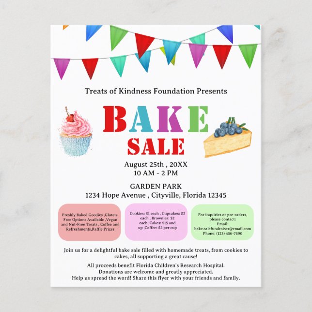 Flyer Recaudación de fondos para la venta de pasteles o  (Frente)