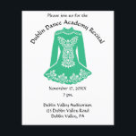 Flyer Reciente de baile de bailarina de danza irlandesa<br><div class="desc">Estos folletos son perfectos para promocionar recitales de baile u otros eventos especiales. Este volante presenta un ilustracion del vestido de una bailarina irlandesa en verde kelly con los detalles de tu evento en negrita letras negras. La parte delantera del volante tiene mucho espacio para toda tu información. ¿Necesita incluir...</div>