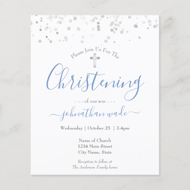 Flyer Recordatorio de Christening de Presupuesto (Frente)