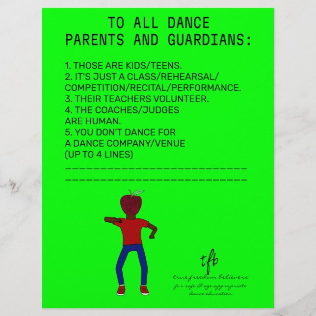 Flyer Recordatorio de padre de baile Manzana Lima (Frente)