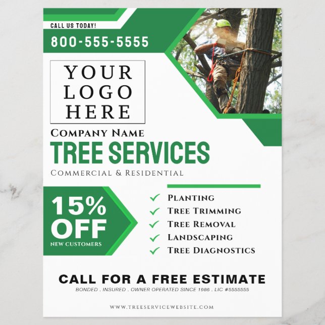 Flyer Rectangle Logo Professional Tree Services (Frente)