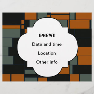 Flyer rectángulos naranjas verdes