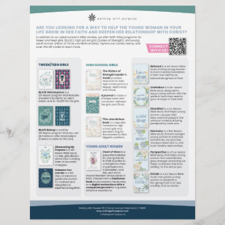 Flyer Recursos de fe para Chicas y viajeras jóvenes