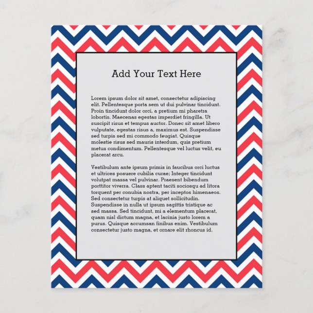 Flyer Red Blue White Zig Zag Lines Béisbol Geométrico (Frente)
